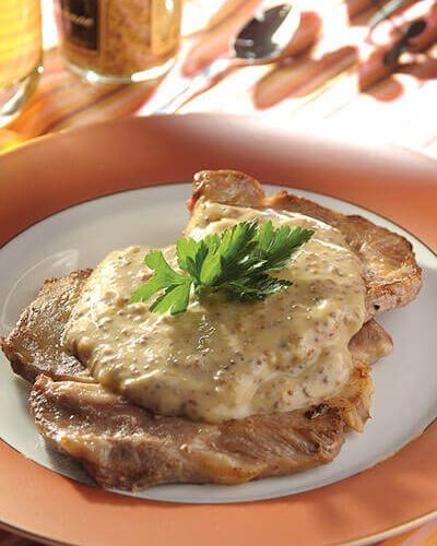 Chuletas en salsa de mostaza dulce